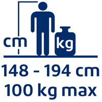 Taille 148 à 194 cm | Poids max 100 kg