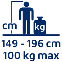 Taille 149 à 196 cm | Poids max 100 kg