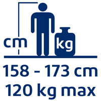 Taille 158 à 173 cm | Poids max 120 kg