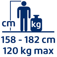 Taille 158 à 182 cm et Poids max 120 kg