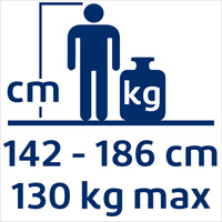 Taille 142 à 186 cm | Poids max 130 kg